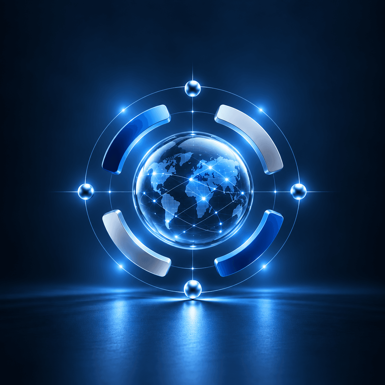 Blue visual representing connected business technology