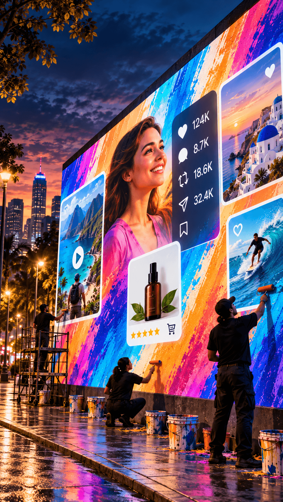 A portrait marketing environment representing creative market reach and expansion.