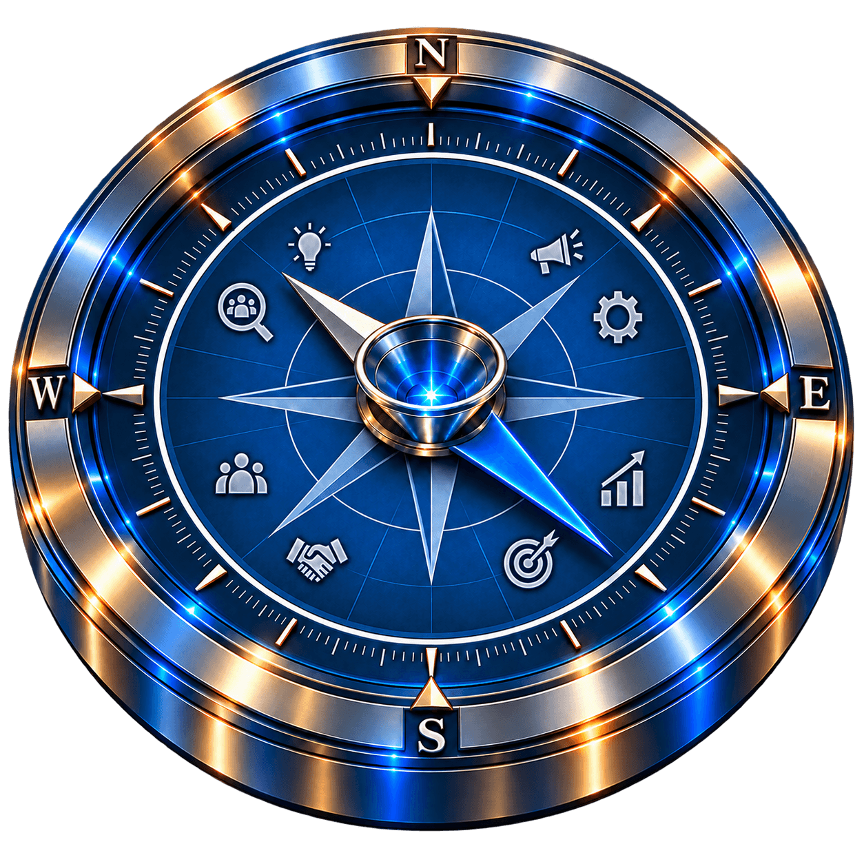 Compass representing a connected marketing growth system.
