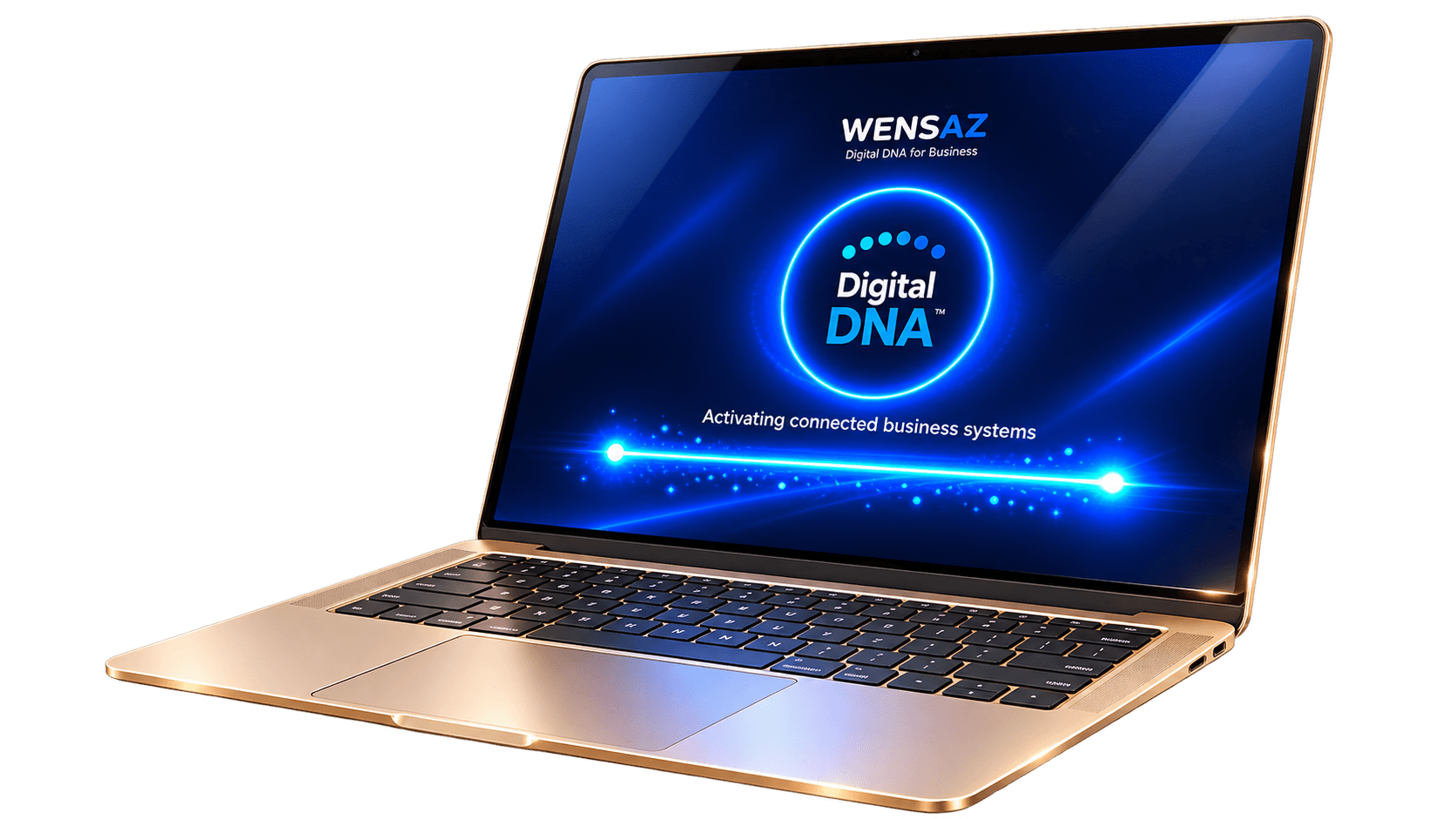 Laptop activating a connected WENSAZ Digital DNA business system